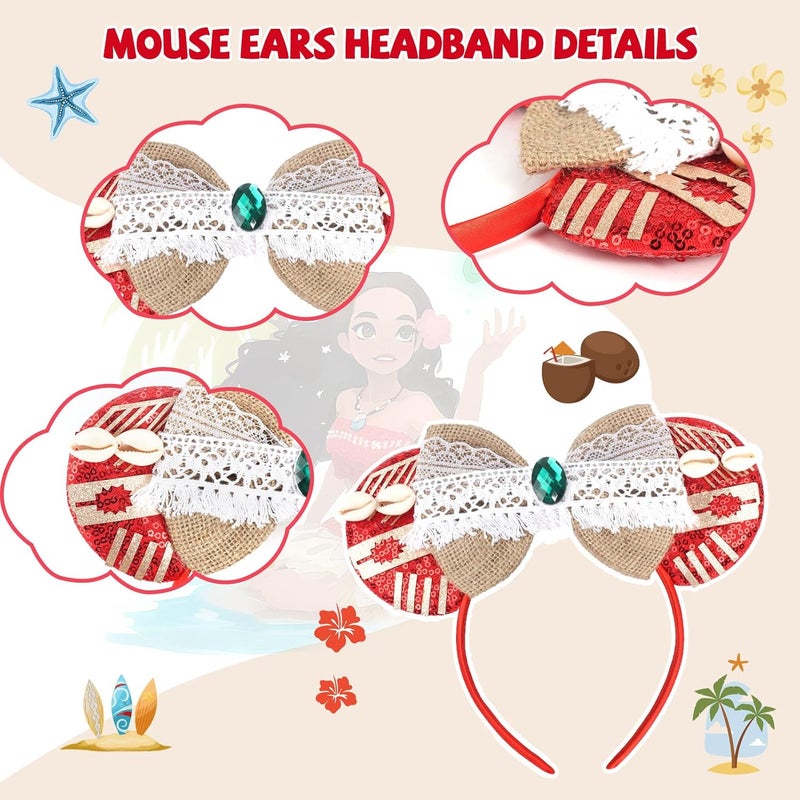 ETLUK Mouse Ears Headband, Tropical Island–Inspired Hairs Accessories for Women Girls Adult, Sequin Bow Headbands for Cosplay Accessories Party Decorations - Image 3